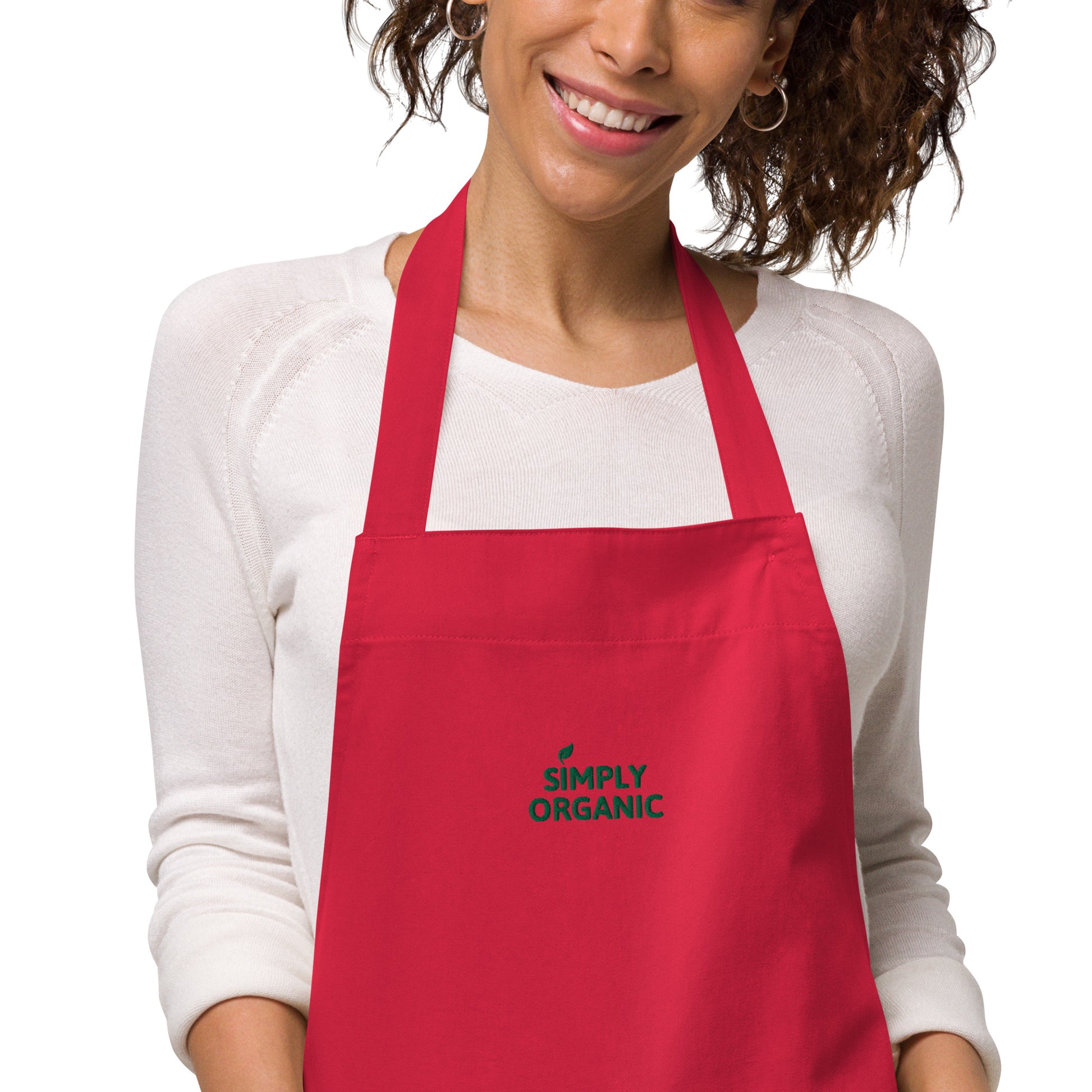 SimplyOrganic Embroidered Organic Cotton Apron red