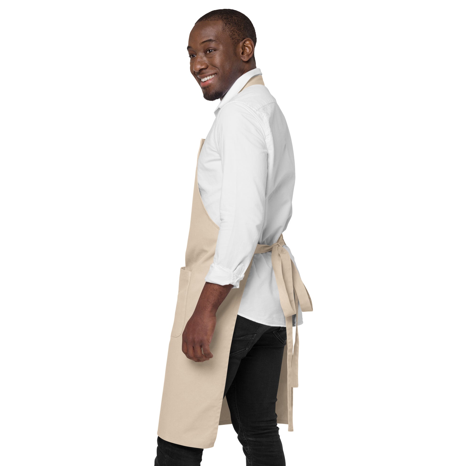 SimplyOrganic Embroidered Organic Cotton Apron khaki side view