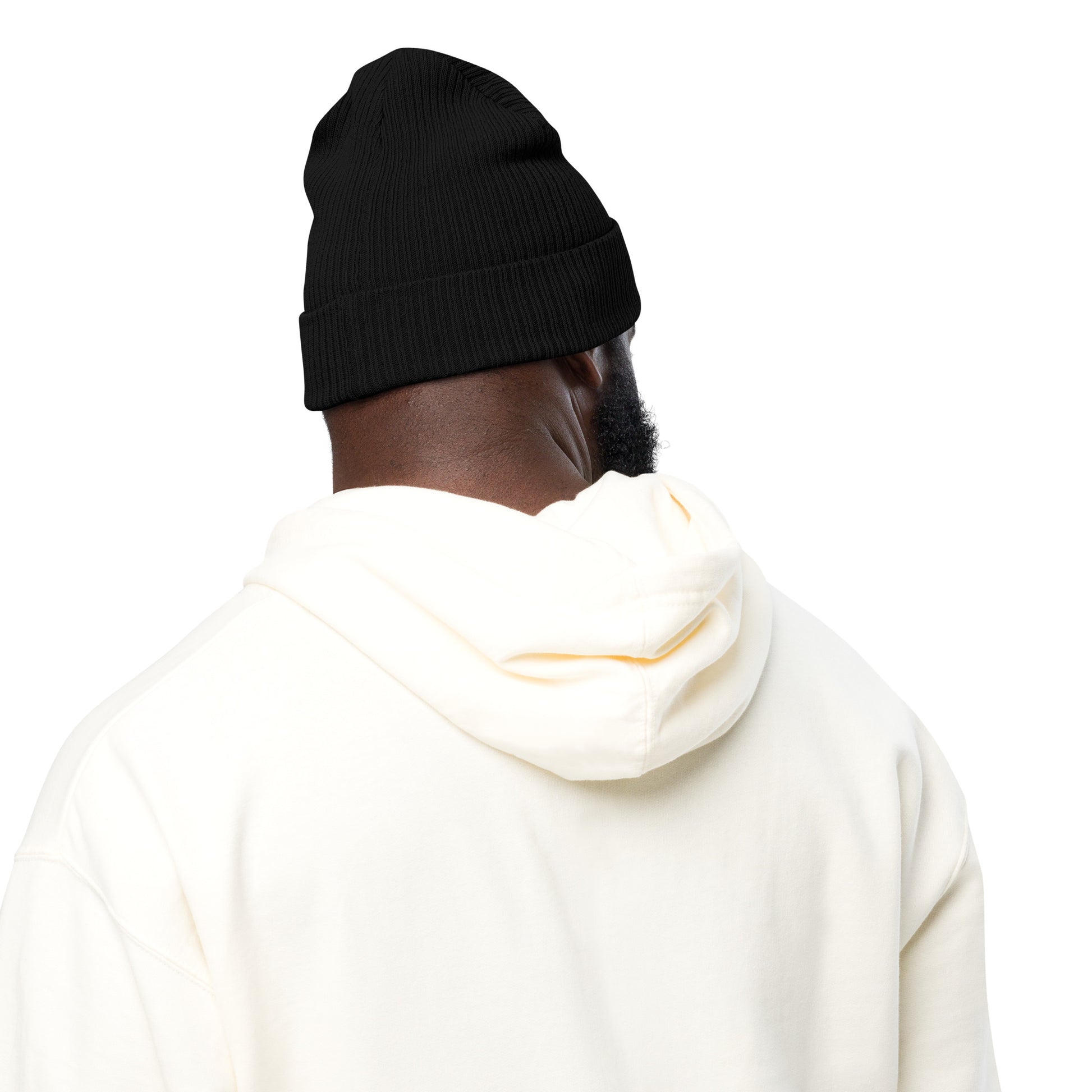 SimpleCycle Organic Ribbed Beanie black back view