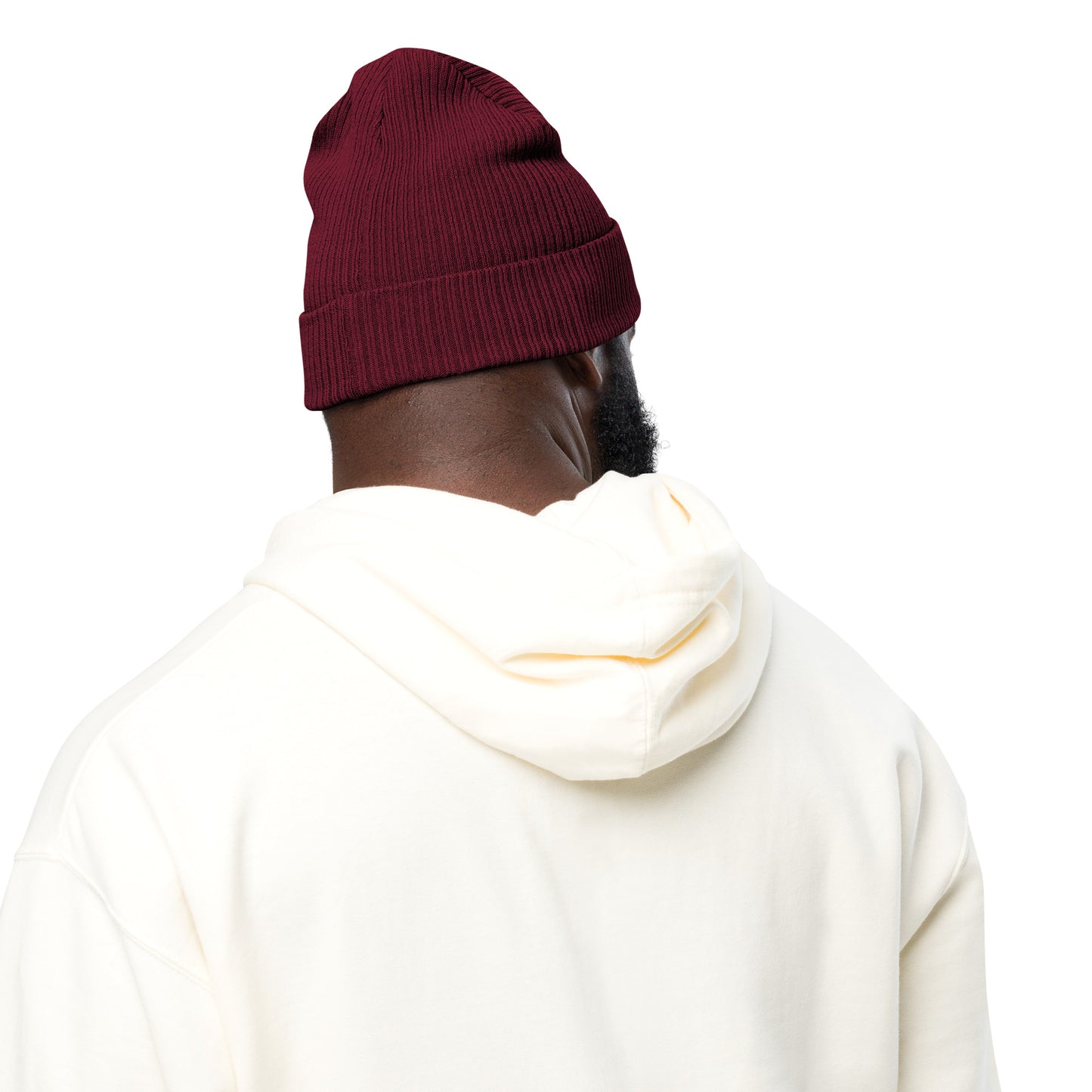 SimpleCycle Organic Ribbed Beanie red back view