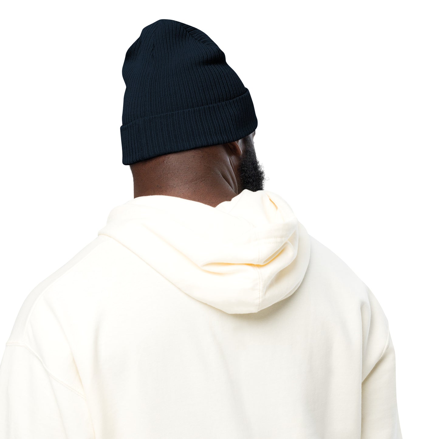 SimpleCycle Organic Ribbed Beanie blue back view