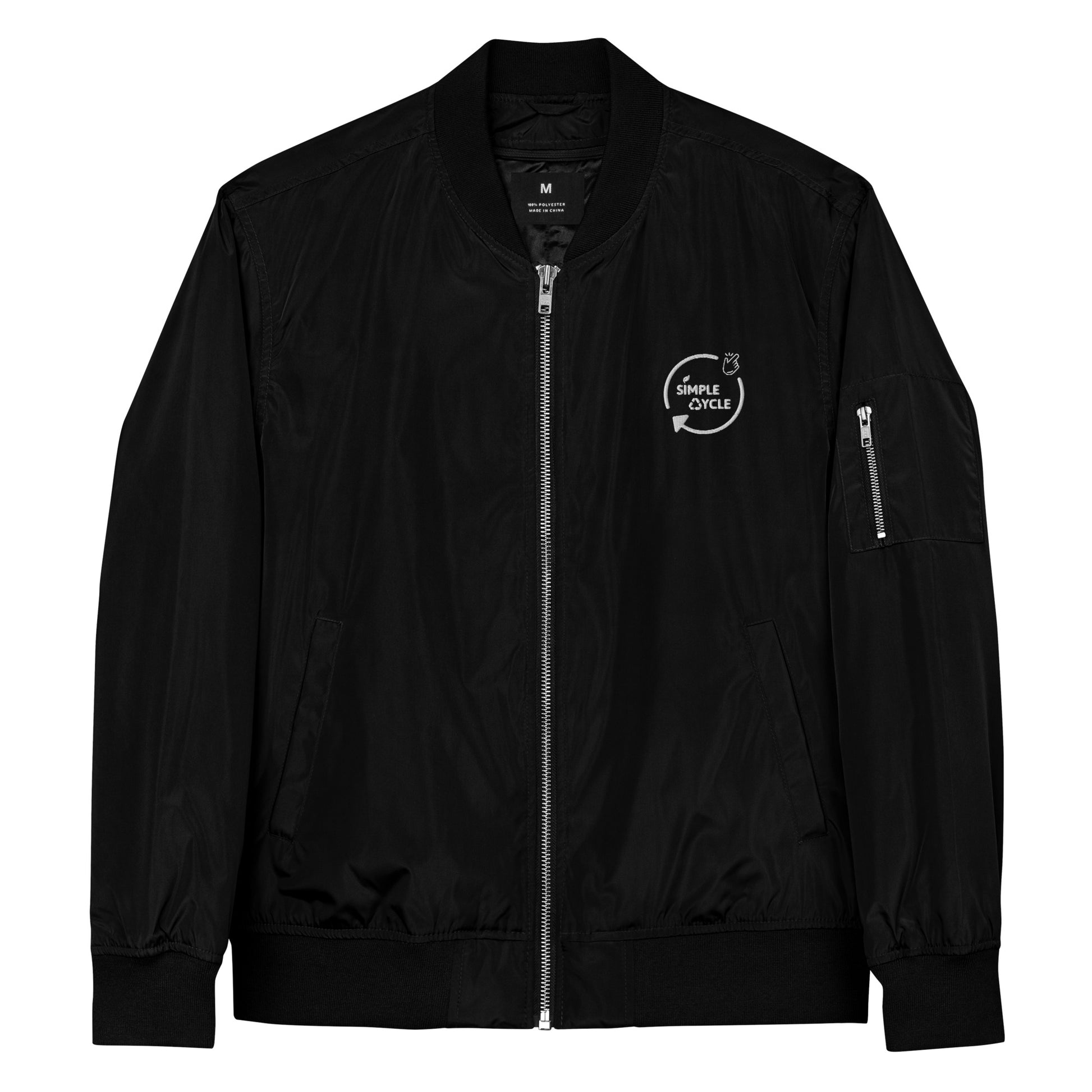 SimpleCycle Embroidered Premium Recycled Bomber Jacket black product only