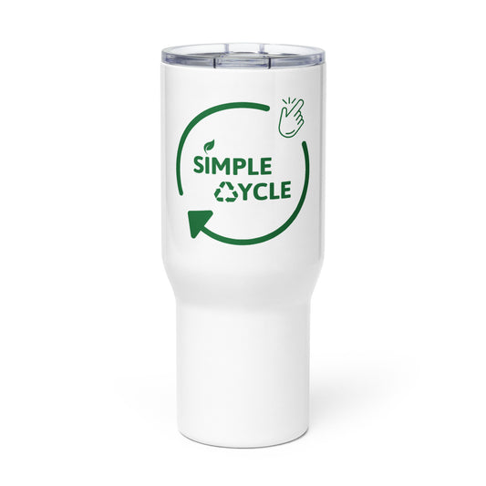 SimpleCycle Stainless Steel 25oz Travel Mug with a Handle front