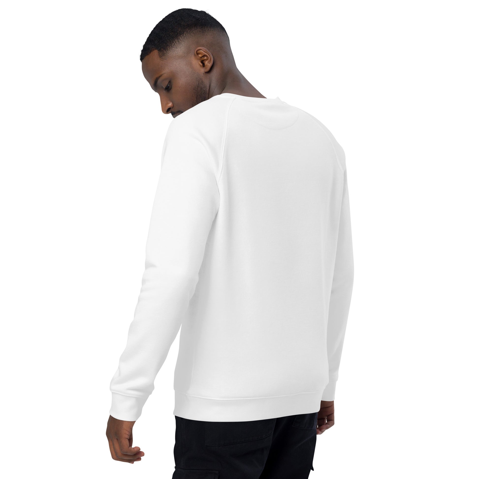 SimpleCycle Unisex Embordered Organic Raglan Sweatshirt white side view