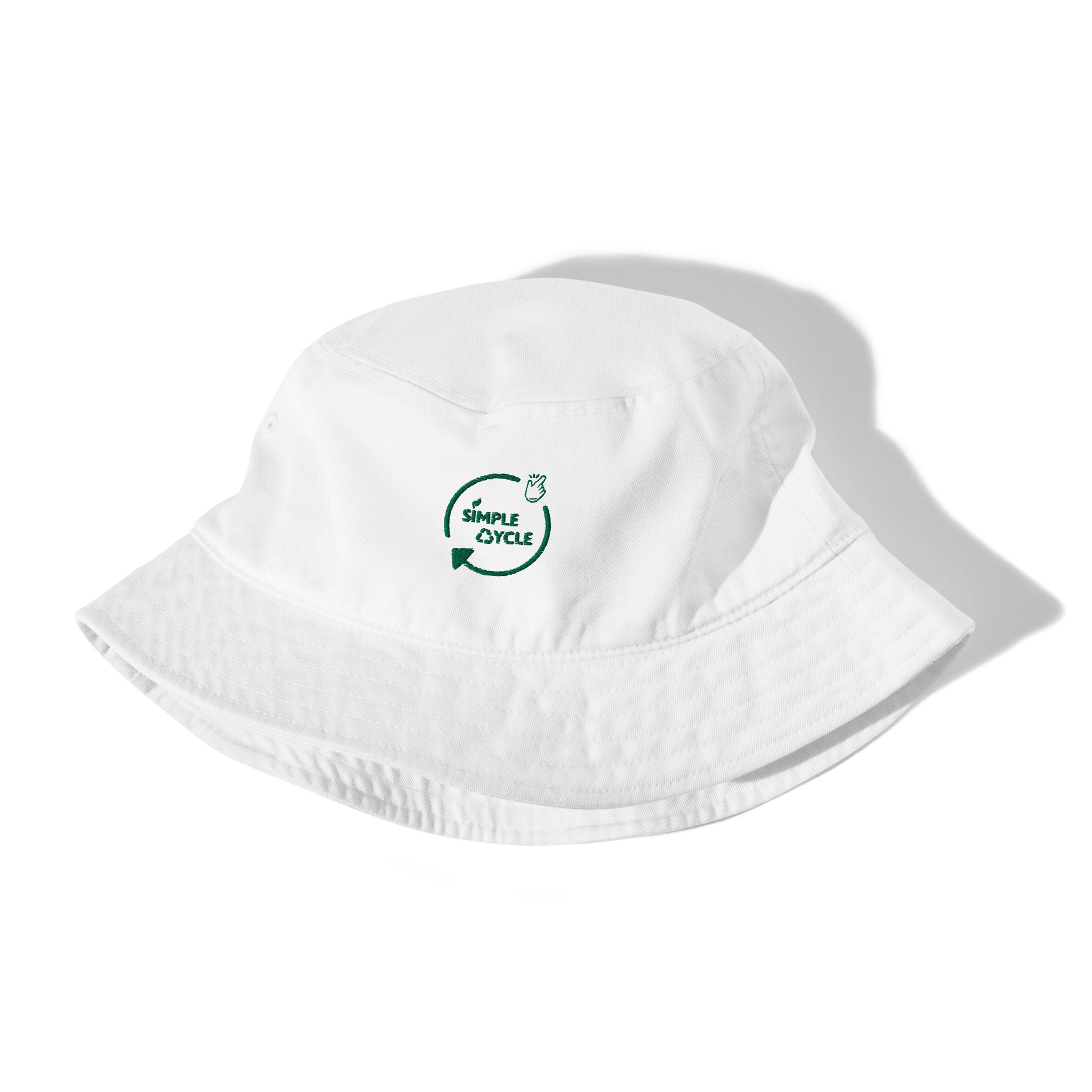 SimpleCycle Embroidered Organic Bucket Hat white