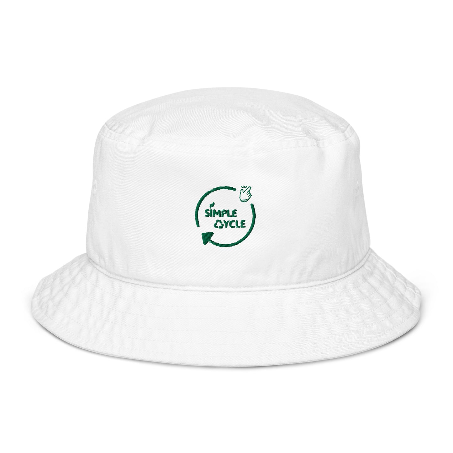 SimpleCycle Embroidered Organic Bucket Hat white product only