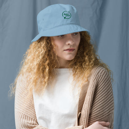 SimpleCycle Embroidered Organic Bucket Hat blue on model