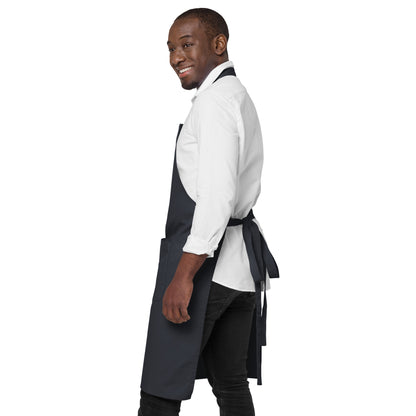 SimplyOrganic Embroidered Organic Cotton Apron side view in navy blue