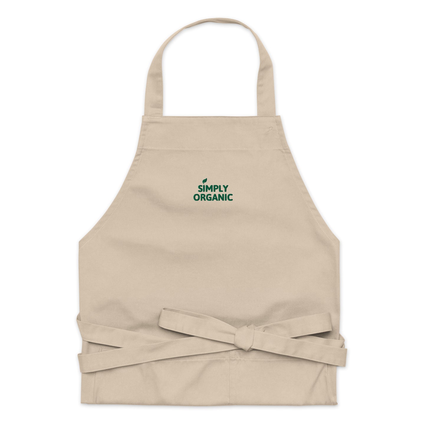 SimplyOrganic Embroidered Organic Cotton Apron tan product only