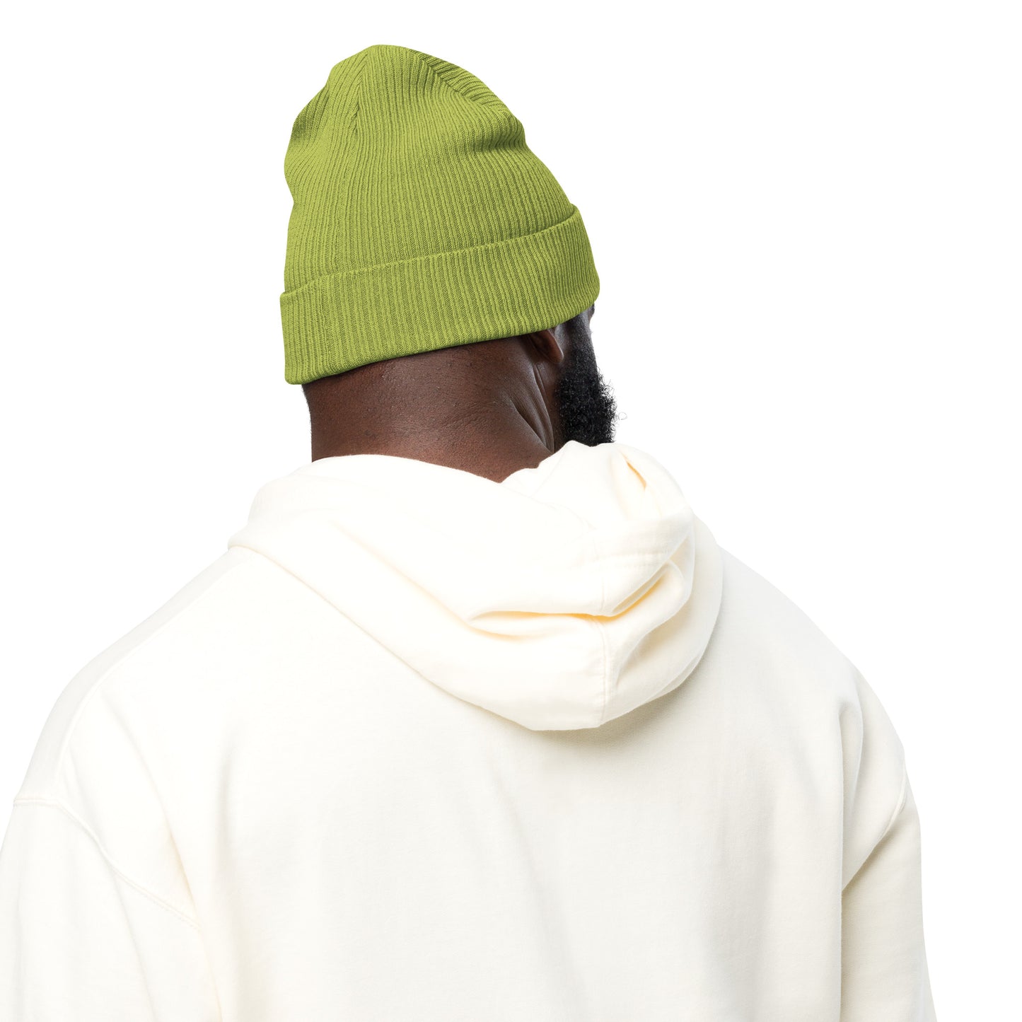 SimpleCycle Organic Ribbed Beanie green back view