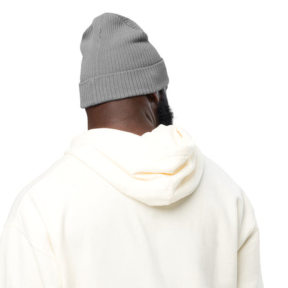 SimpleCycle Organic Ribbed Beanie grey back view