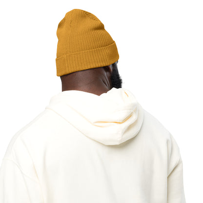 SimpleCycle Organic Ribbed Beanie yellow back view