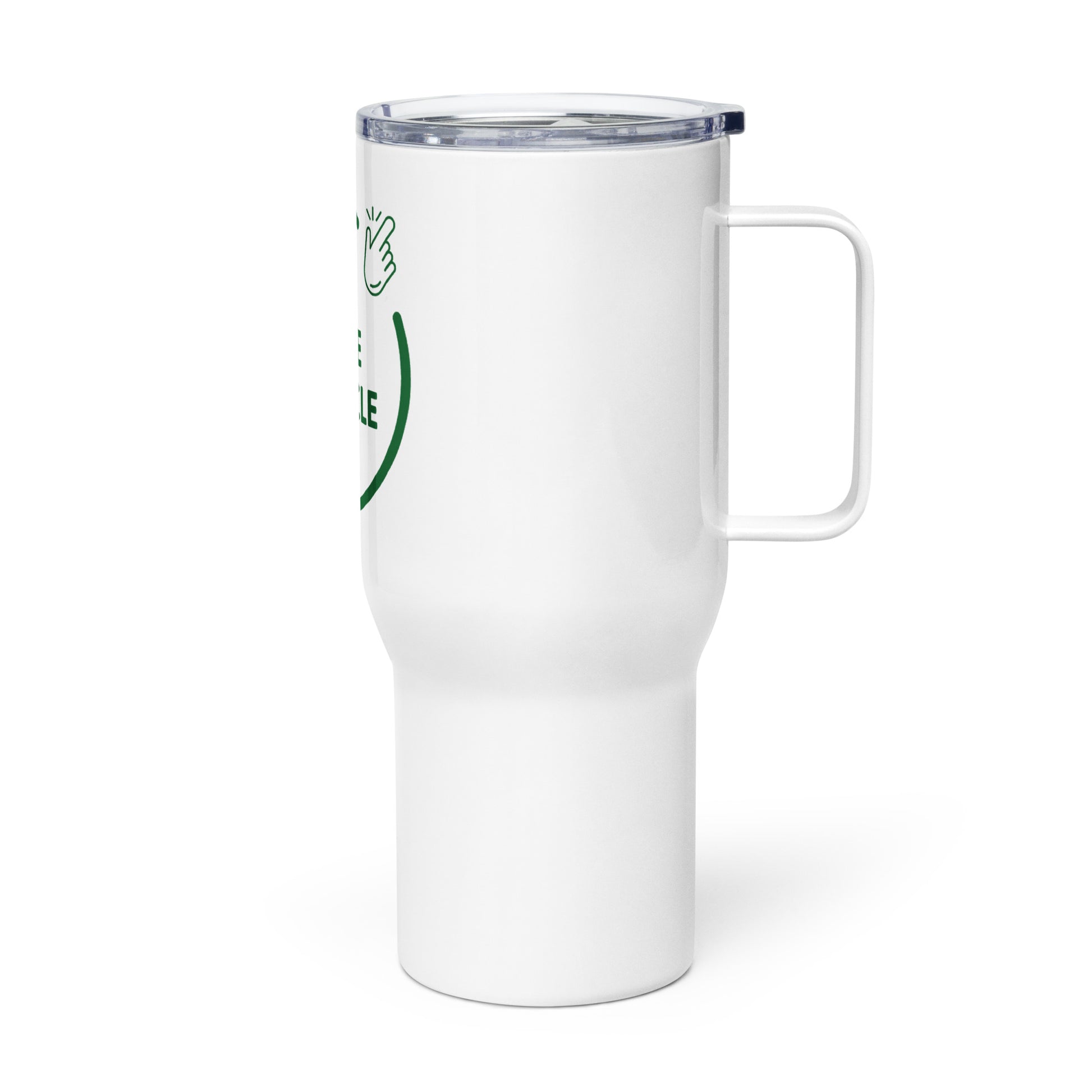 SimpleCycle Stainless Steel 25oz Travel Mug with a Handle side view