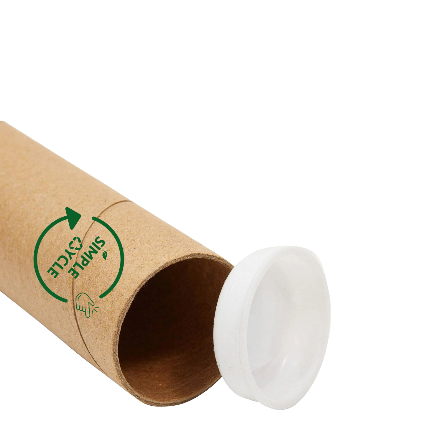 Plastic film recycling tube front showing caps