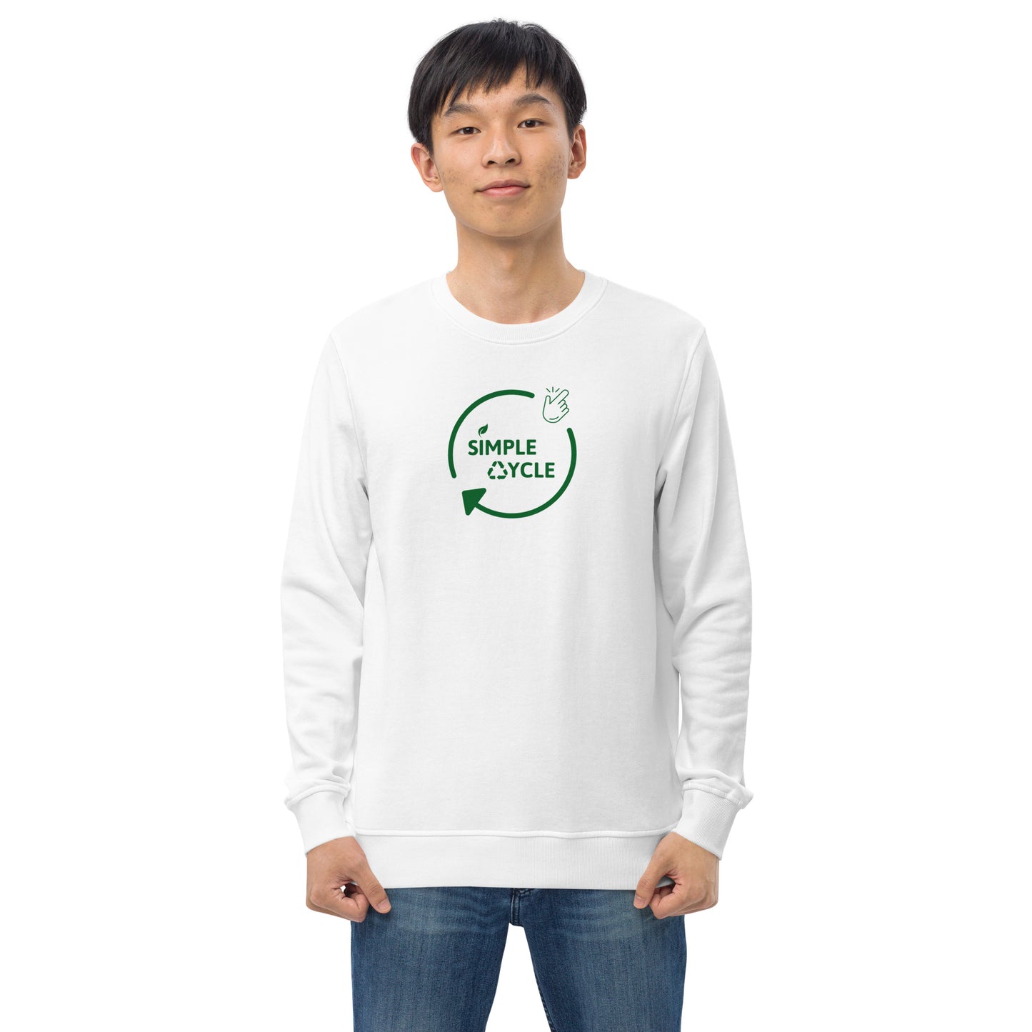 SimpleCycle Branded Unisex Organic Sweatshirt White front