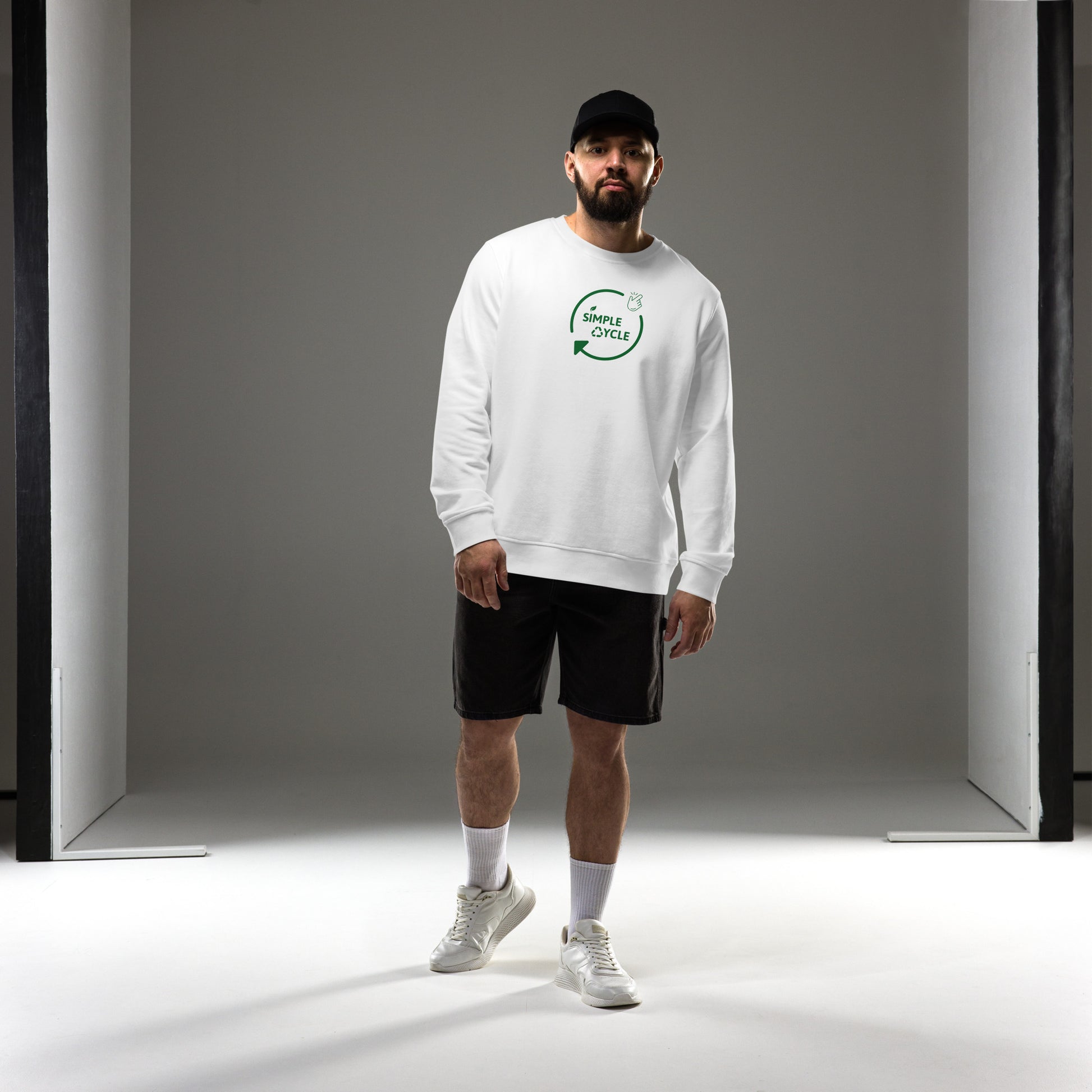 SimpleCycle Branded Unisex Organic Sweatshirt White front