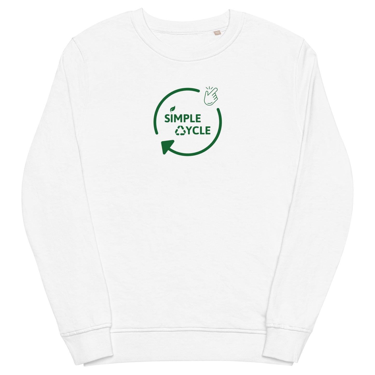 SimpleCycle Branded Unisex Organic Sweatshirt White front product only