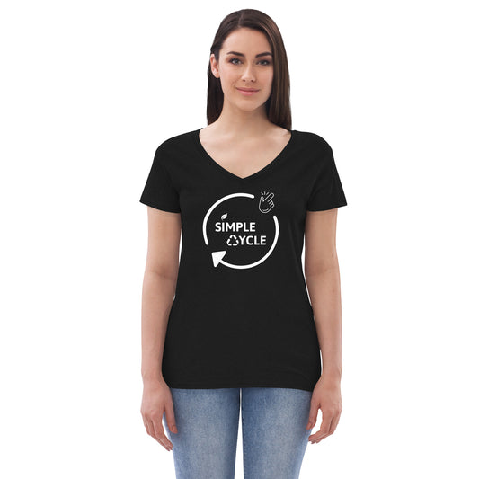 SimpleCycle Women’s Recycled V-Neck T-Shirt black front