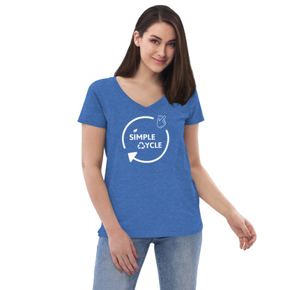 SimpleCycle Women’s Recycled V-Neck T-Shirt heather blue front