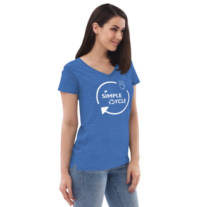 SimpleCycle Women’s Recycled V-Neck T-Shirt heather blue side right front