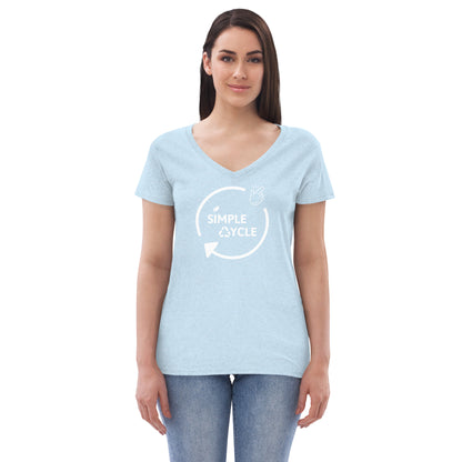 SimpleCycle Women’s Recycled V-Neck T-Shirt crystal blue front