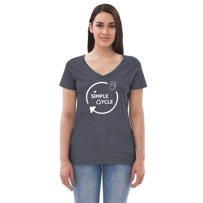 SimpleCycle Women’s Recycled V-Neck T-Shirt heather navy front