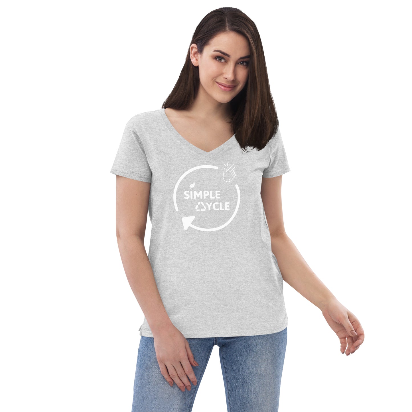 SimpleCycle Women’s Recycled V-Neck T-Shirt heather grey front