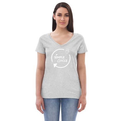 SimpleCycle Women’s Recycled V-Neck T-Shirt heather grey front